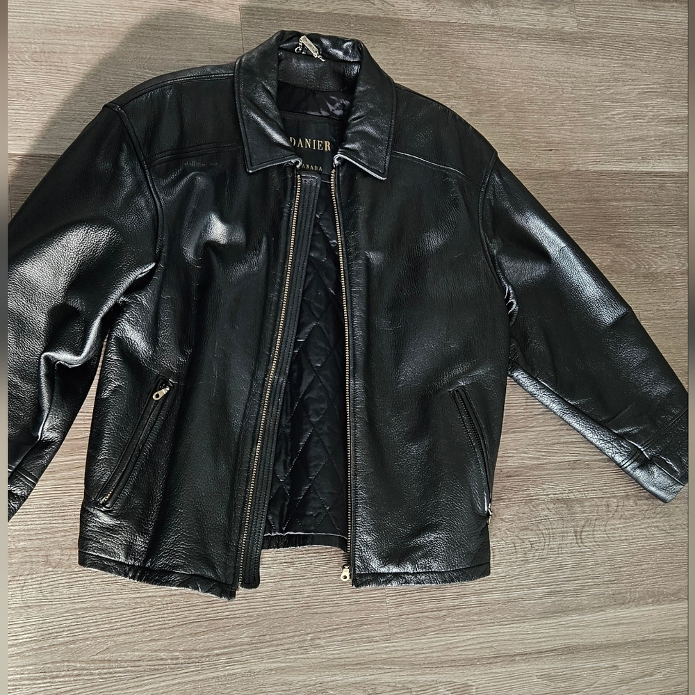 Danier Quilted Black Leather Jacket